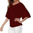 thumbnail image 5 of ZyeKqe Plus Size Tops for Women Short Ruffle Sleeve Ruched Tunic Top Summer V Neck Plain Tee Shirts, 5 of 7