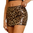 thumbnail image 2 of Skirts for Women Leopard Print Sequin Vintage Bodycon Skirt Slim Fit Club Party Mini Skirt Brown L, 2 of 5