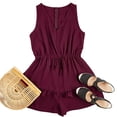 thumbnail image 4 of High Waist Tank Rompers V Neck Beach Womens Flowy Ruffle Layered Shorts Jumpsuit, 4 of 5