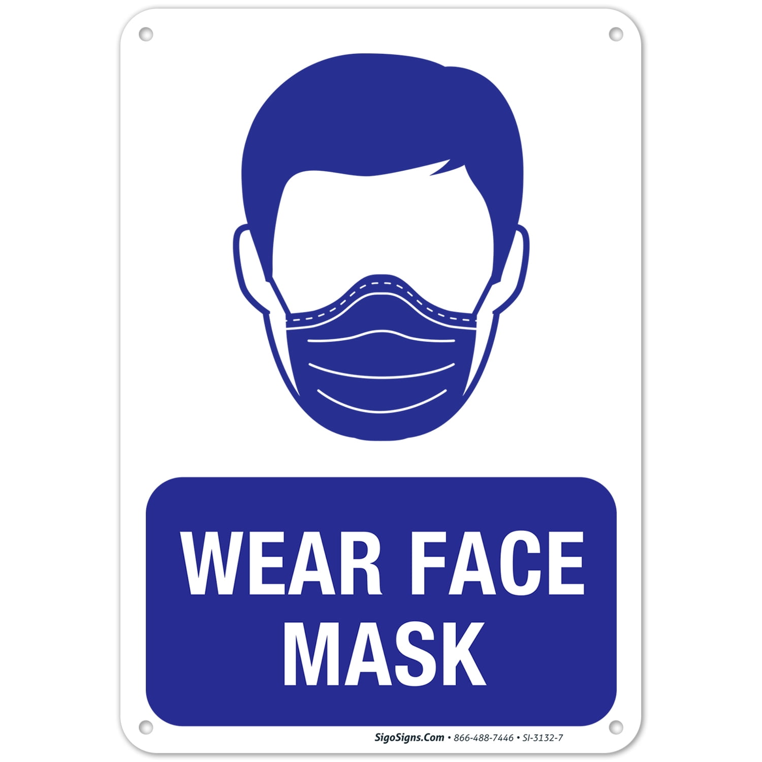 Please Wear Face Mask Sign, 10x7 Aluminum