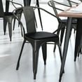 thumbnail image 3 of Flash Furniture Luna Commercial Grade Black Metal Indoor-Outdoor Chair with Arms with Black Poly Resin Wood Seat, 3 of 13