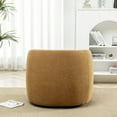 thumbnail image 6 of 34" Wide Brown Bouclé Swivel Barrel Accent Chair with Pillow, Modern Upholstered Armchair, 6 of 11