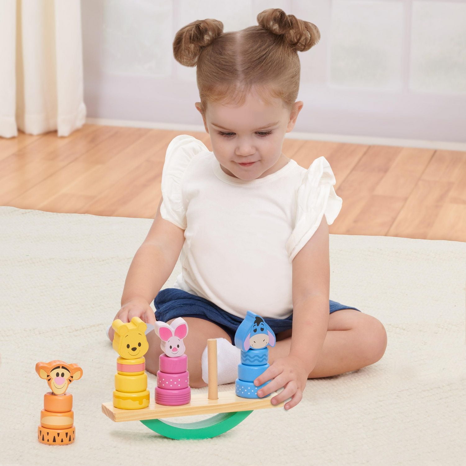 Disney Wooden Toys Winnie the Pooh Balance Blocks, 17-Piece Set Features Winnie the Pooh, Piglet, Tigger, and Eeyore