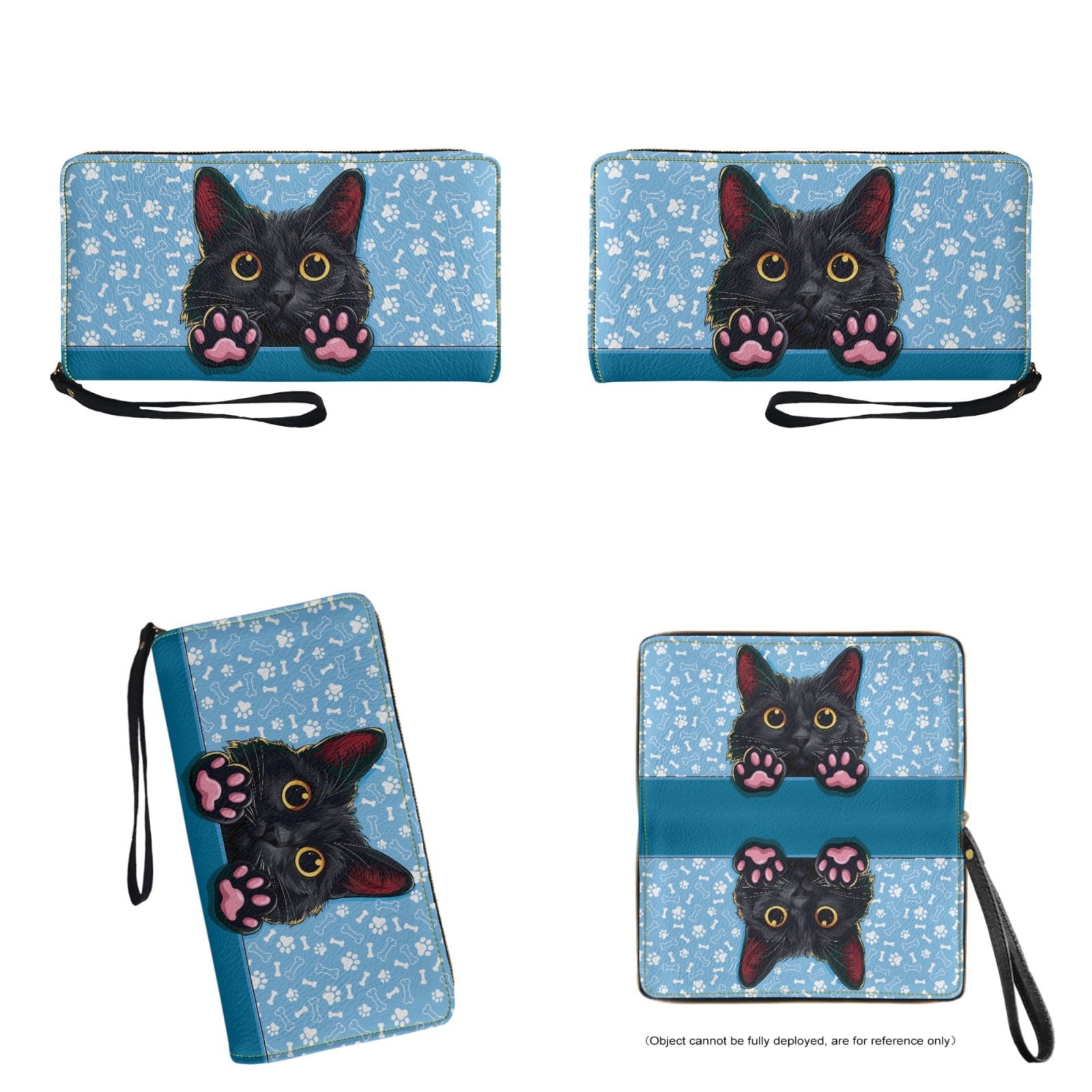 ZUXONGSY Black Cat Paw Print 2 Pieces Purses and Handbags Set for Women Portable Work Bag Satchel Handbags Large Capacity Shoulder Bag with Cash Wallet for Outings Travel Tours