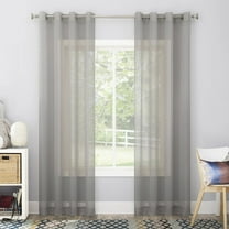 NEWEEN Sheer Sliver Curtains 2 Panels 63 Inch Length, Solid Voile with Grommet Top for Living Room/Bedroom (W55 X L63 Inch, Sliver)