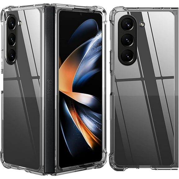 Allytech Clear Case for Samsung Galaxy Z Fold 5, Acrylic Transparent Clear Shockproof Ultra Slim Fit Lightweight Anti-Yellow Protective Bumper Phone Case Cover for Samsung Galaxy Z Fold5 - Clear