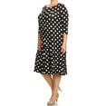 thumbnail image 3 of Women's Plus Size Loose Fit Scoop Neck 3/4 Sleeve Polka Dot Patterned A-Line Long Dress, 3 of 5