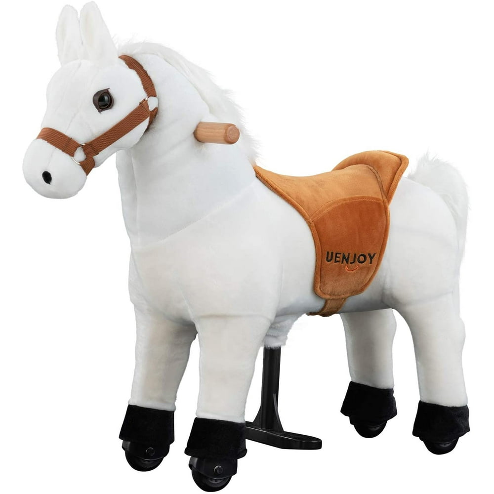Uenjoy Kids Riding Horse for Kids Plush Ride ons Toy White Walmart
