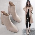 thumbnail image 3 of 1 par de botas de punta cuadrada, zapatos de tacón grueso, botas de tacón medio, botines de mujer, 3 of 5