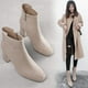 thumbnail image 4 of FELTECHELECTR 1 par de botines con cremallera para mujer, zapatos de punta cuadrada, botas de tacón medio de otoño, 4 of 6