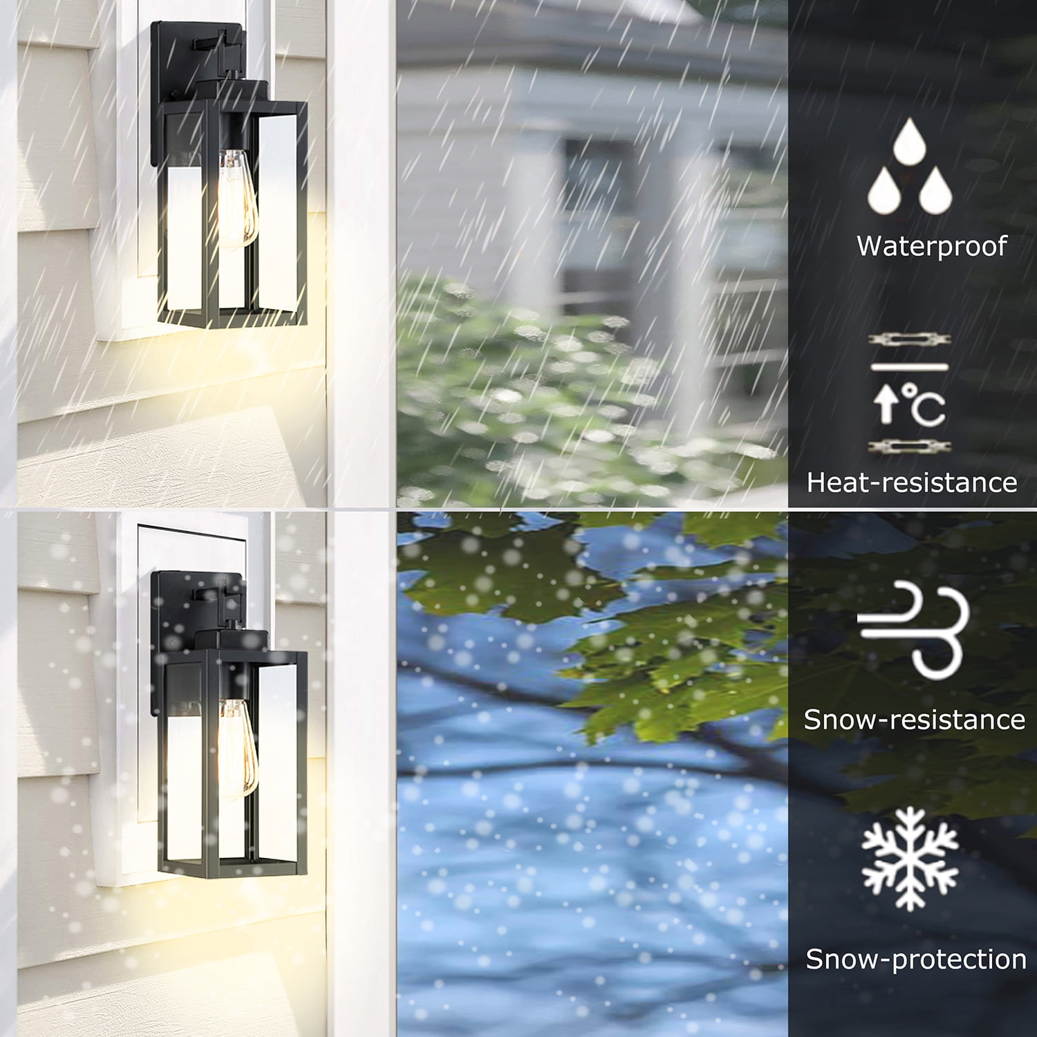 14" Outdoor Light Fixtures Wall Mount Outdoor Wall Lights for House Matte Black Exterior Light Fixtures for Porch, Garage, Hallway, Doorway, Backyard, (2-Pack)