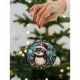 thumbnail image 5 of Holiday penguin with scarf Christmas ornament, Christmas decoration, holiday present idea, heirloom keepsake, round ceramic, gift Exchange, bauble present, gift idea, 5 of 8