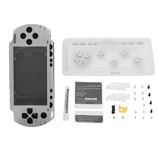 Kit de carcasa de repuesto para PSP 1000 (plateado)