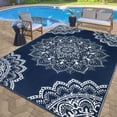 thumbnail image 3 of Findosom 6'x9' Outdoor Rug Large Patios Rug RV Outdoor Rug Waterproof Foldable Portable Camping Rugs Reversible Plastic Straw Rug Outdoor Area Rug for Camping, RV, Balcony, Patio, Picnic, Beach Blue, 3 of 14
