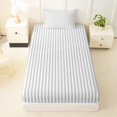 thumbnail image 4 of Castle Fairy Clean Minimalist Vertical Stripe Twin Sheets 3pcs,Geometric Thin Band Bedding,White Light Gray,1 Flat Sheet, 1 Fitted Sheet and 1 Pillowcase, 4 of 7