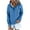 Blue, variant on YUGYXL Women's Long Sleeve Hoodies Fall Thin Fleece Button V-Neck Pullover Tops Loose Solid Color Drawstring Hoodie Sweatshirt with Kangaroo Pocket Sale Beige,S