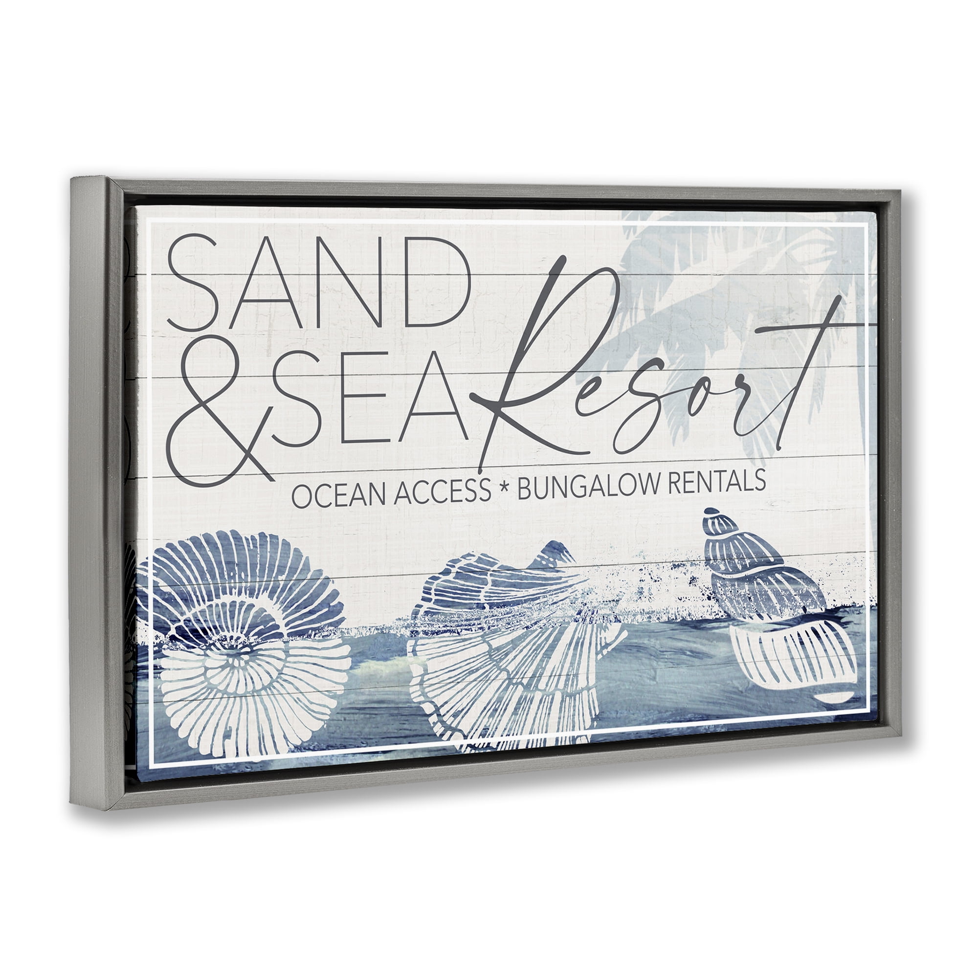Stupell Industries Sand & Sea Resort Nautical & Beach Painting Gray Floater Framed Canvas Art Print Wall Art, 25 x 17