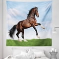 thumbnail image 1 of Nature Tapestry, Bay Horse Pacing on the Grass Energetic Noble Character of the Nature Concept, Fabric Wall Hanging Decor for Bedroom Living Room Dorm, 5 Sizes, Blue Green Brown, by Ambesonne, 1 of 1