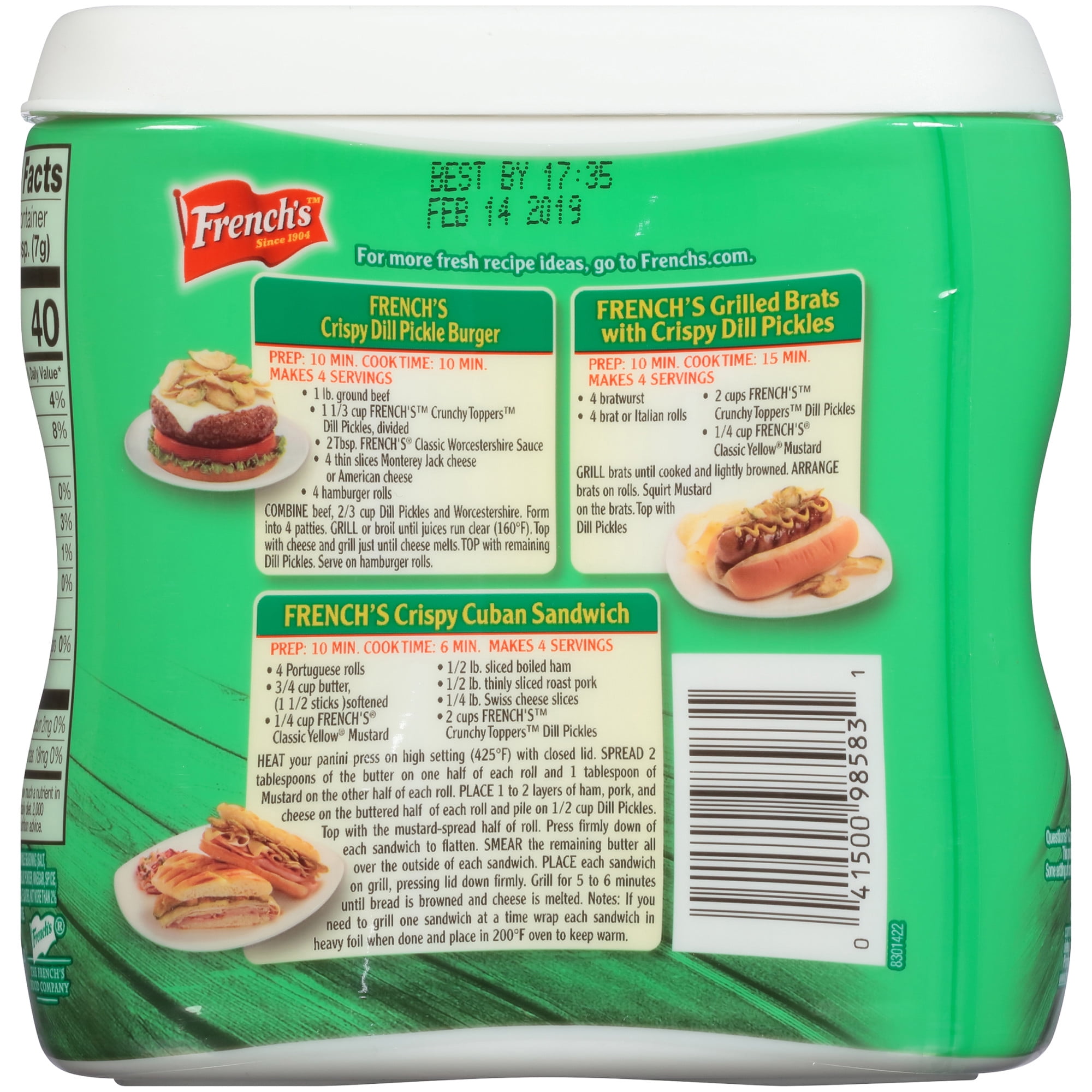 French's Dill Pickle Crunchy Toppers 5 oz in Resealable Bag - Chopped Cucumbers with Dill Flavor