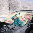 thumbnail image 2 of Xoenoiee Peacock Flower Print Car Windshield Snow Cover, Anti Ice Frost Windshield Protector, Windproof Front Window Cover, Winter Car Accessories for Cars, Trucks, SUVs, 2 of 7