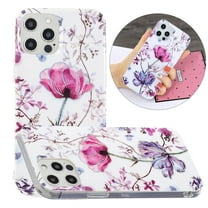 iPhone 12 Case, iPhone 12 Pro Case, Mantto Cute Slim Fit Hybrid Shockproof Soft TPU Silicone Rubber Bumper Patterned Painted Print Back [6.1 inch] Phone Cover For Apple iPhone 12/12 Pro, Lotus