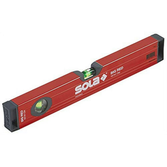 SOLA LSB16 Big Red Aluminum Box Beam Level with 2 60% Magnified Vials, 16-Inch