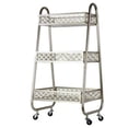 thumbnail image 2 of UTC12465 Metal Cart with 3 Parabolic Diamond Design Pierced Metal Bins, Arched Frame Handles and 4 Casters Coated Finish Black, 2 of 2