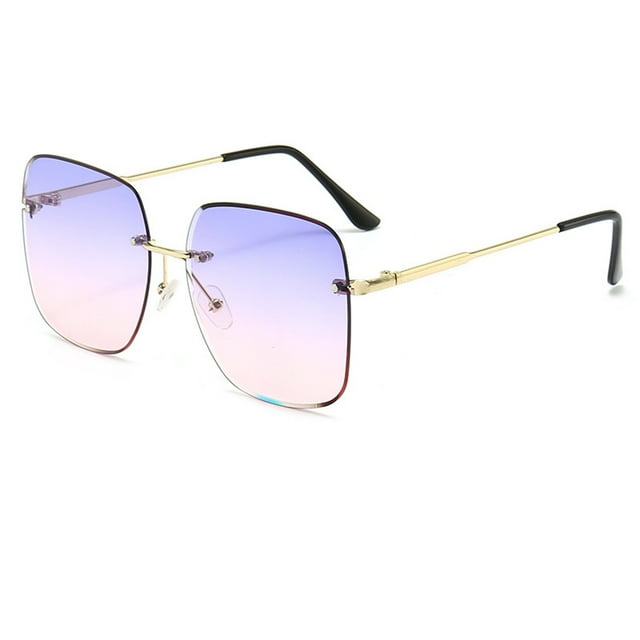 Lunettes de Mode pour Femmes Rondes Polarisées Sans Bordure Lunettes de Soleil Parfaites pour Voyage Magasinage Extérieur Lunettes de Soleil Femmes