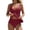 Wine, variant on RQYYD Women's Two Piece Swimsuit Set Mesh Panel Tankini Top with High Waisted Bottoms Bathing Suit for Beach Vacation