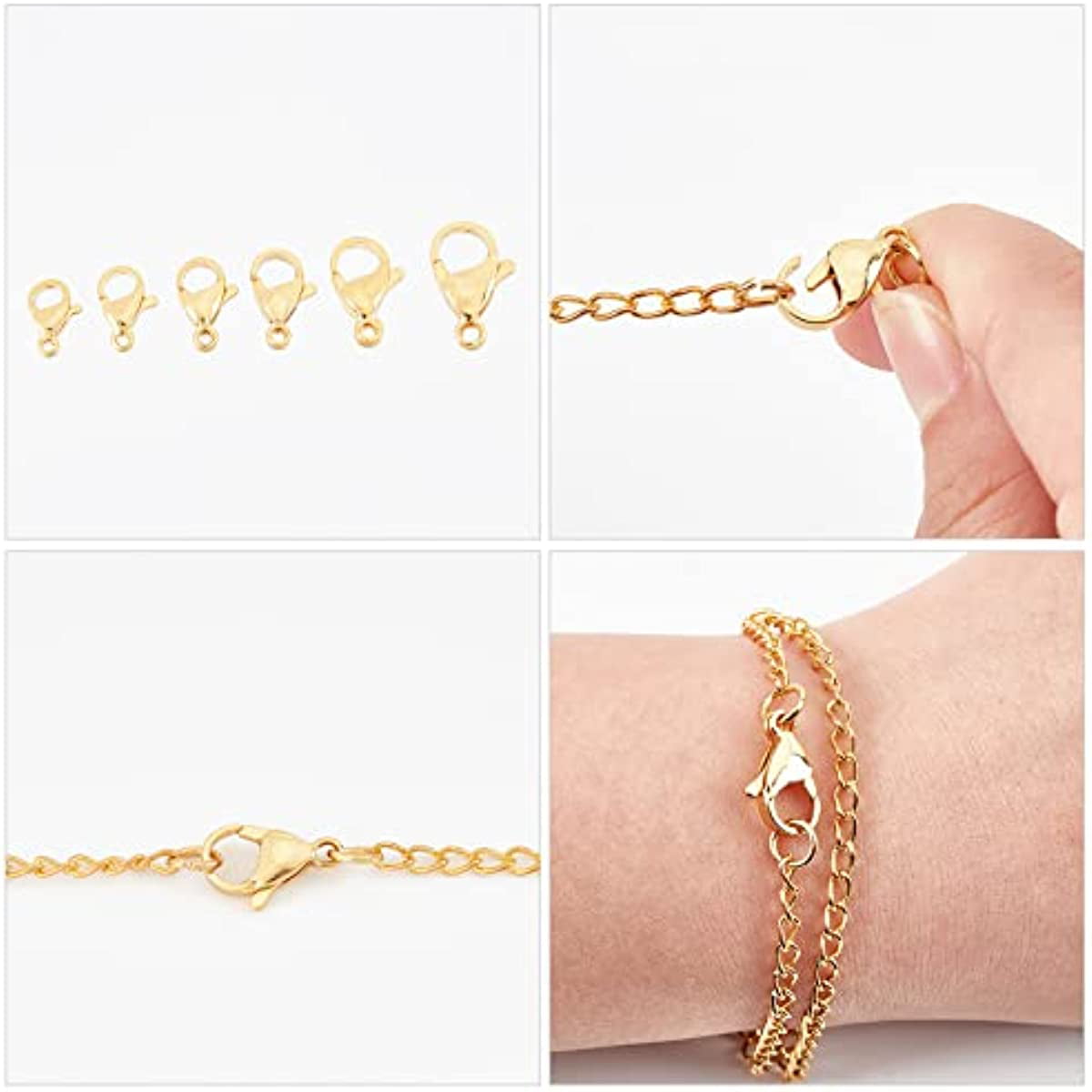 Wholesale Real Gold Plated Lobster Clasp DIY Necklace Jewellery Making  Supplies Crafts Materials Jewelry Connectors Loose Buckle