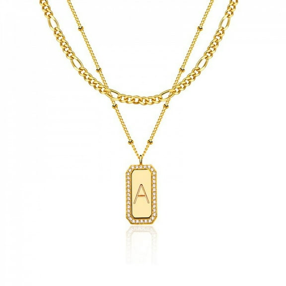 PULABO Dainty Layered Initial Necklaces for Women Trendy Figaro Chain Necklace Initials Necklace initial letter pendant necklace