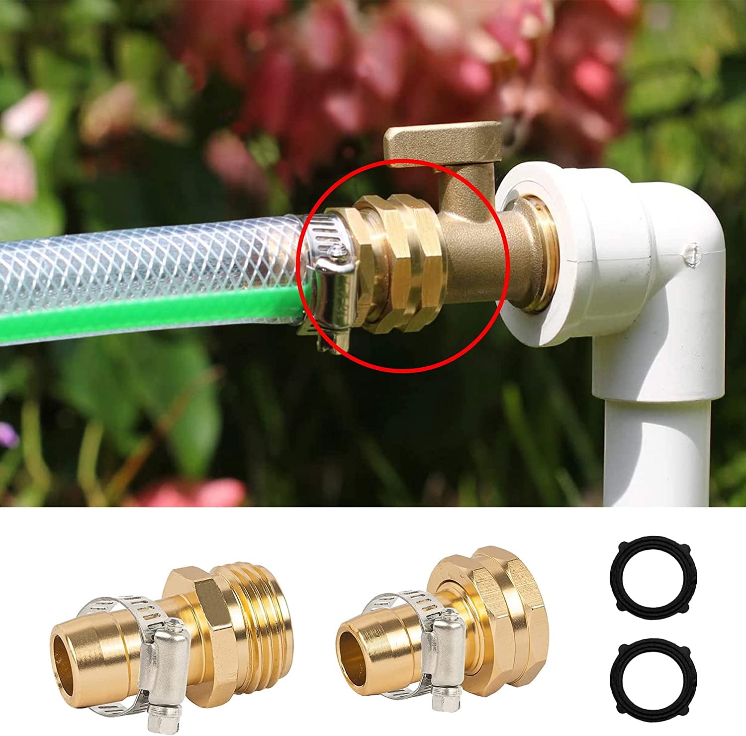 Garden Hose Aluminum Repair Kit 4 Inch Twist Brass Jet Nozzle Bundle