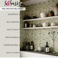 thumbnail image 5 of S4Sassy Peel & Stick Vinyl Wallpaper, Chic Floral Vine Print Wallpaper Contact Paper Waterproof - Green, 25"x240", Textured Finish, Wall Covering for Home Decor in Bedrooms, Renter Spaces, Cabinets, 5 of 9