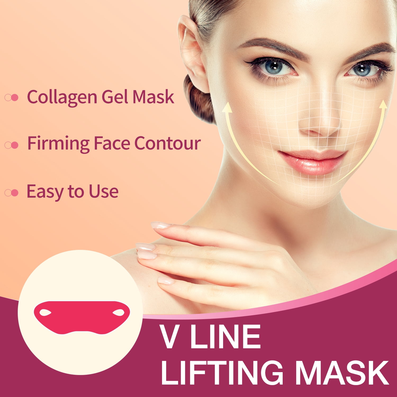 Professional APPTI Red V-Line Lifting Facial Mask, 10-Piece Set for Enhanced Jawline Contouring, Skin Firming & Elasticity