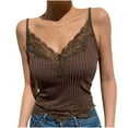 thumbnail image 5 of Sakmal Brown Built in Bra Tank Tops for Women Comfortable Support Lace Soft Cup Womens T-Shirt Bras XL, 5 of 5