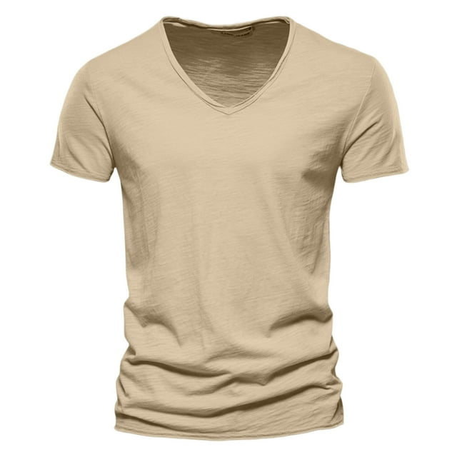 Men's Casual V Neck T Shirts Loose Fit Comfortable Stretchy Pure Color Summer Tee For Daily Wear With Shorts
