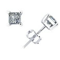 thumbnail image 1 of 0.4Ct Princess Cut Diamond Basket Stud Earrings 18Kt White Gold 4Prong Set E VS1, 1 of 1