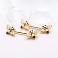 thumbnail image 2 of A Pair of Golden Adorable Bumble Bee Sparkle Nipple Barbell, 2 of 4