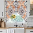 thumbnail image 4 of Orange Boho Kitchen Window Curtains, Swag Curtains Valance for Bedroom Living Room Bathroom, Vintage Ethnic Tribe Abstract Art Rod Pocket Window Treatment Curtain Block Drapes 2 Panels 36"x45", 4 of 9