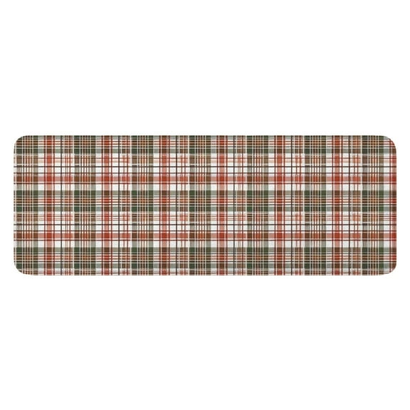 Red and Green Plaid Christmas Pattern Kitchen Rug Mat,Kitchen Runner Rugs Non Skid Washable,Decorative Kitchen Floor Mats for Kitchen,Sink,Laundry,17"x47.2"