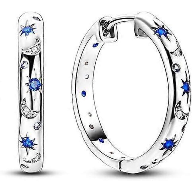 925 Sterling Silver Earrings,Hoop Earrings for Women Various Hypoallergenic 1 Pair Bright Star River Earrings The best gift for Women