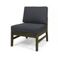 thumbnail image 5 of GDF Studio Capri Outdoor 5 Piece Acacia Wood Sectional Sofa Set, Gray and Dark Gray, 5 of 8