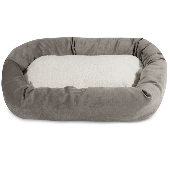 Majestic Pet Sherpa Villa Velvet Bagel Pet Bed for Dogs, Calming Dog Bed Washable, Medium, Vintage