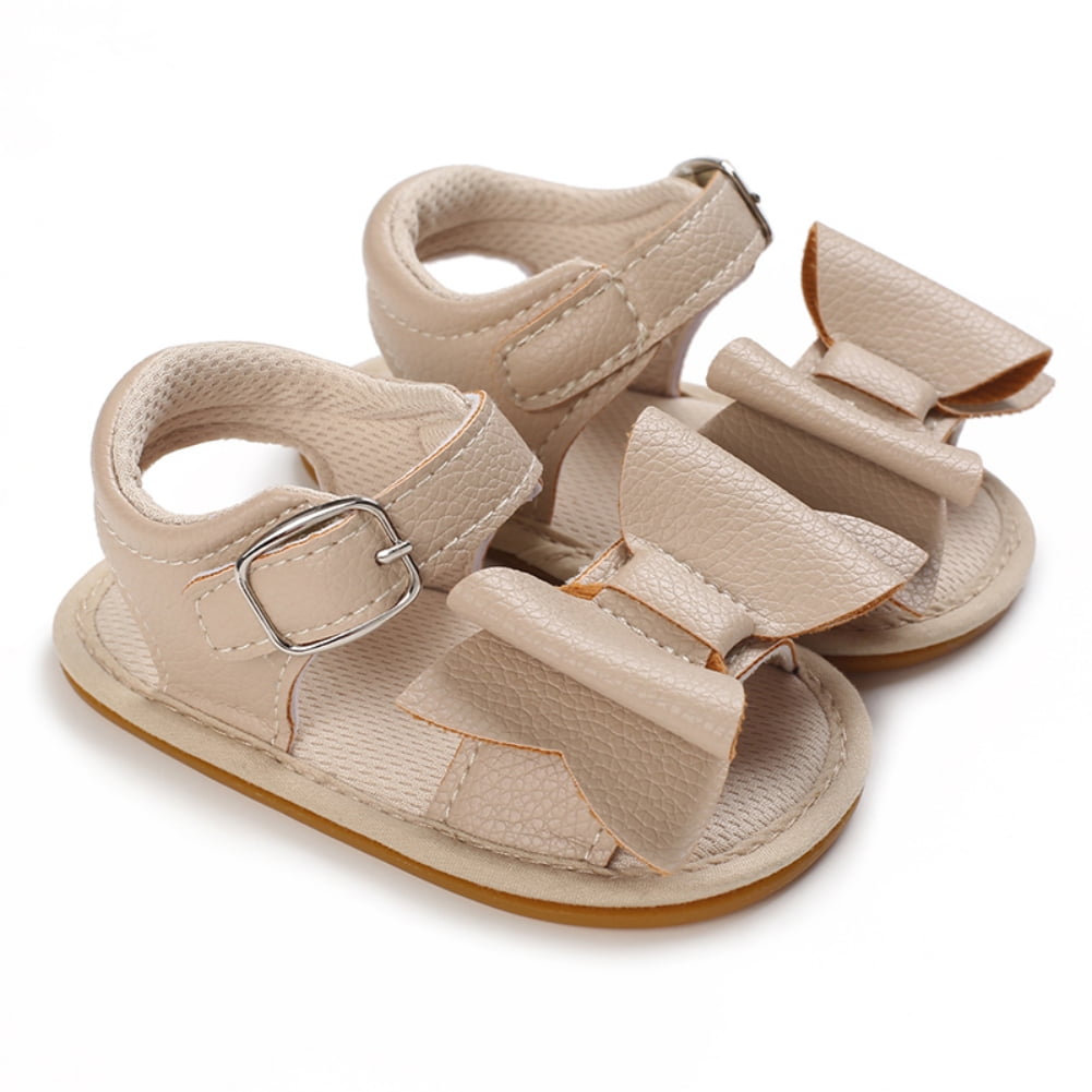 Newborn Girls Toddler Kids Baby Soft Sole Bowknot Crib Prewalker Shoes Sandals