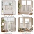 thumbnail image 4 of Striped Linen Kitchen Curtains 24 Inches Tier Curtains Farmhouse Modern Cafe Style Small Window Treatments Airy Light Filtering Rod Pocket for Living Room Bathroom 2 Panels Taupe Grey, 4 of 7