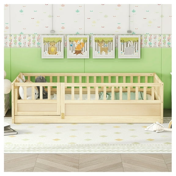 Twin Size Floor bed, integral construction with super high security barrier