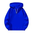thumbnail image 2 of Guieoi Hoodies for Women Plus Size on Women's Fashion Casual Ladies Solid Zip Long Sleeve Tops V-Neck Blouse Hooded Sweatshirts Blue Black*Friday/Cyber*Monday, 2 of 3
