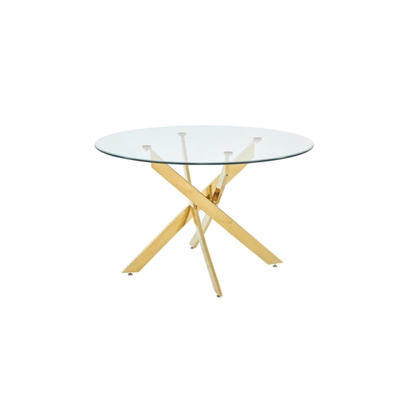 Alison Modern Round Glass Dining Table in Gold