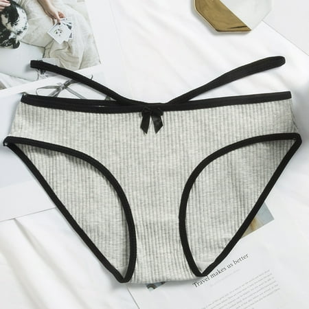 

Best Gift! MIARHB Ladies Solid Color Striped Cotton Crotch Sexy Seamless One-band Low-waist Briefs