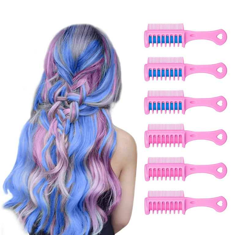 6PC Hair Chalk Comb Temporary Bright Hair Color Dye For Girls Kids Birthday